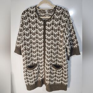 Chicos Brown and White Patterned Women's Sweater, Chicos Size 2